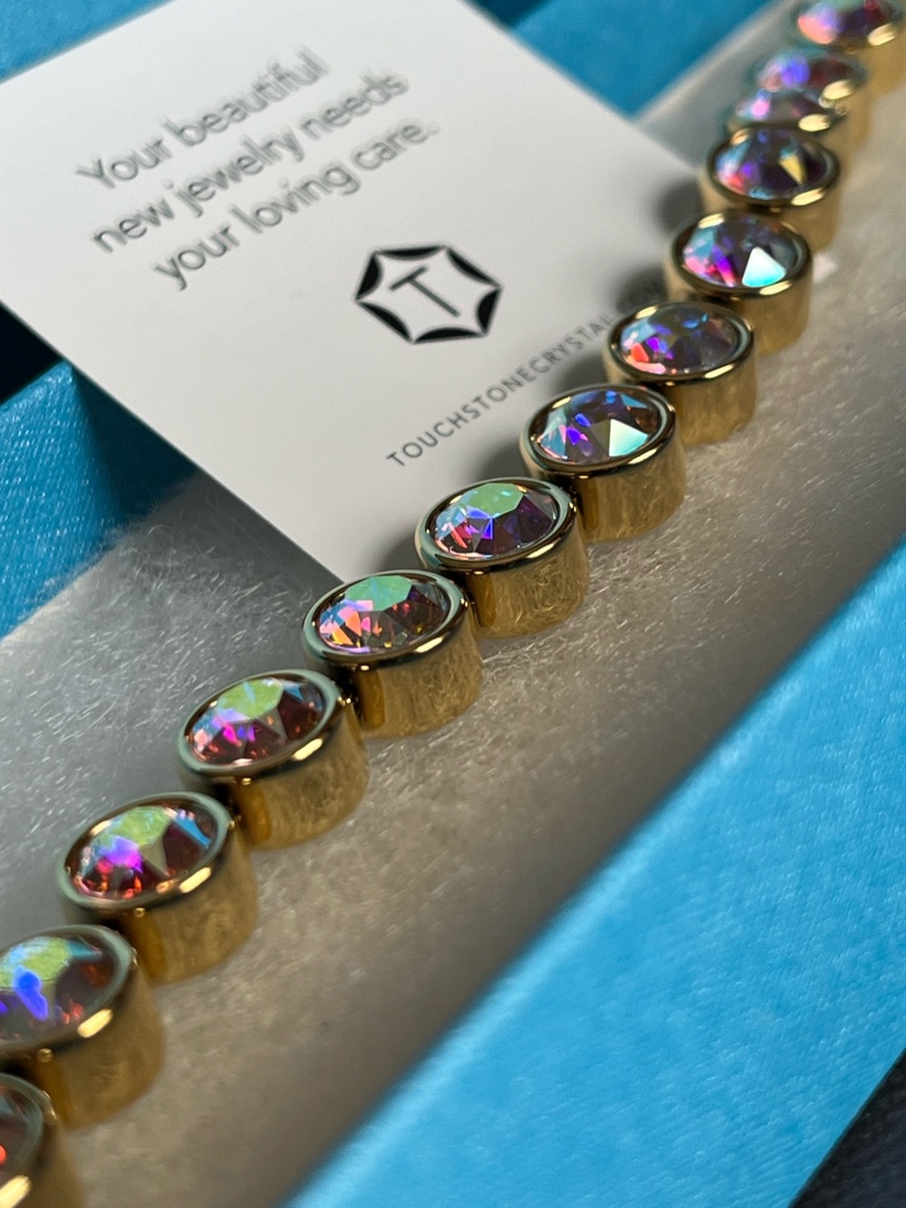 Touchstone Crystal Golden Aurora Borealis Crystal Ice Bracelet